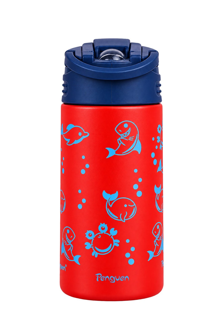 Kırmızı deniz desenli Penguen 500 ml çocuk su matarası