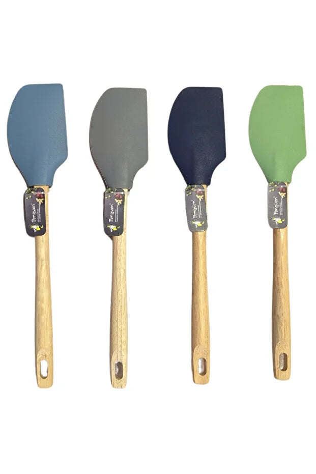 Isıya Dayanıklı Silikon Spatula – Ahşap Saplı, Gıda Dostu Mutfak Gereci