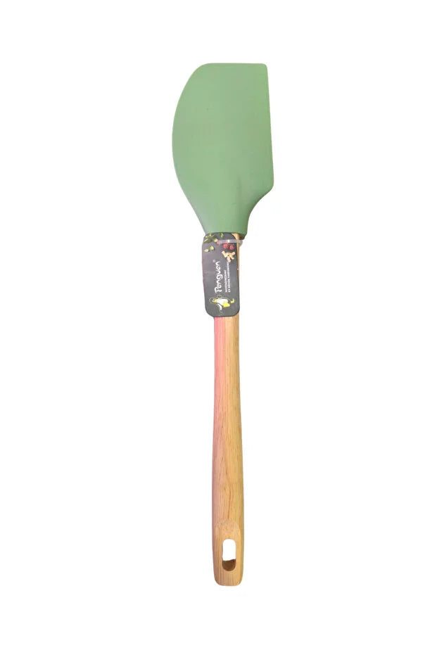 Isıya Dayanıklı Silikon Spatula – Ahşap Saplı, Gıda Dostu Mutfak Gereci