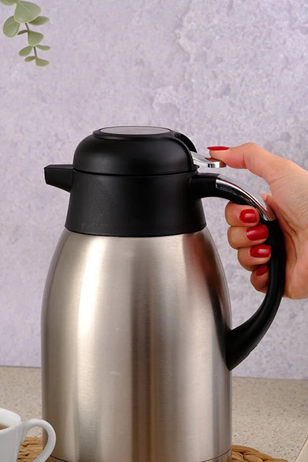 Paslanmaz Çelik Termos 2l | Sıcak & Soğuk Tutma, Mandallı Kapak, Bpa Free | Çay Ve Kahve Termosu