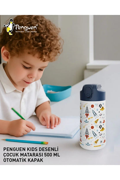 500ML Çocuk Su Matarası | Paslanmaz Çelik | Pipetli | BPA Free | Sızdırmaz Kapaklı