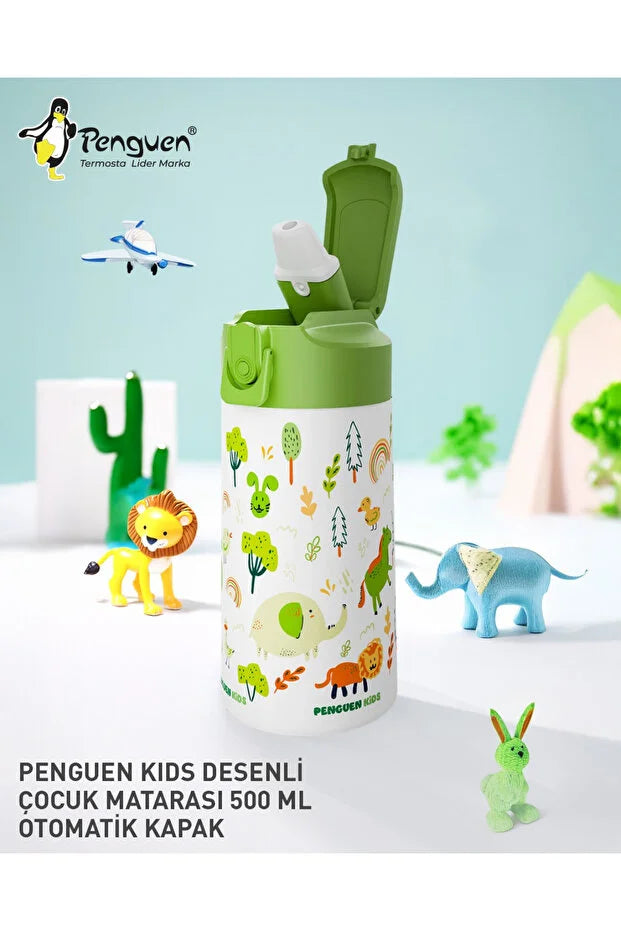500ML Çocuk Su Matarası | Paslanmaz Çelik | Pipetli | BPA Free | Sızdırmaz Kapaklı