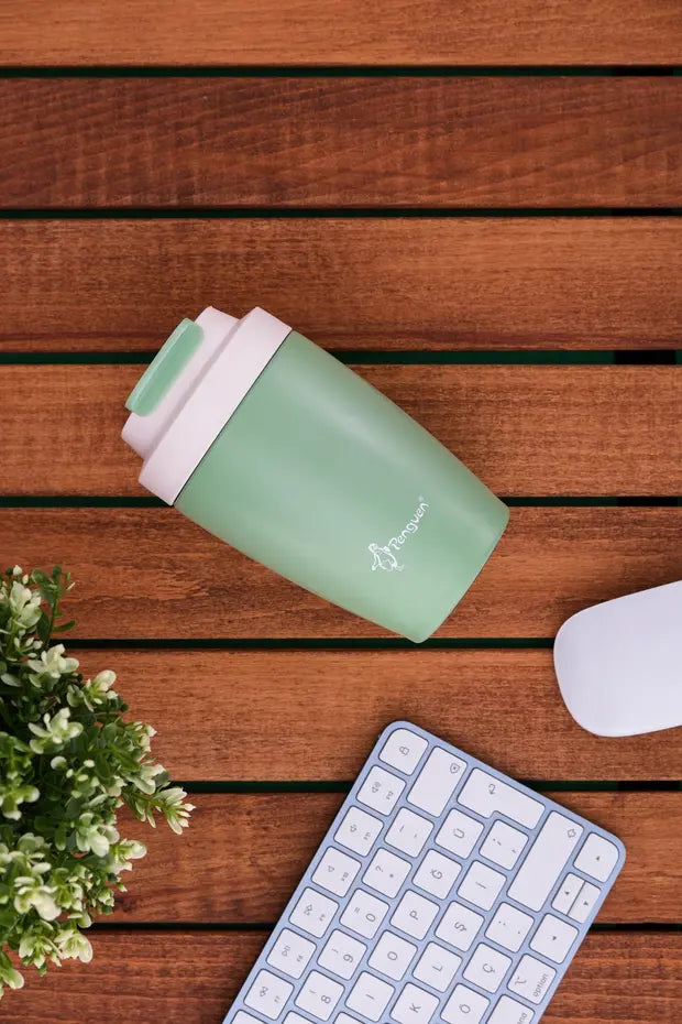 Termos Mug Sızdırmaz 400 ML - Çift Çidarlı Paslanmaz Çelik, Pipetli ve Doğrudan İçme Kapaklı
