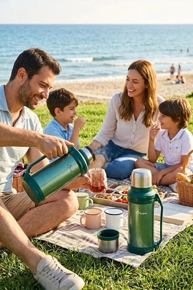 2 Litre Avcı Termos Vakumlu Çelik Termos Kamp Piknik Çay Kahve Termosu SUS304 BPA Free