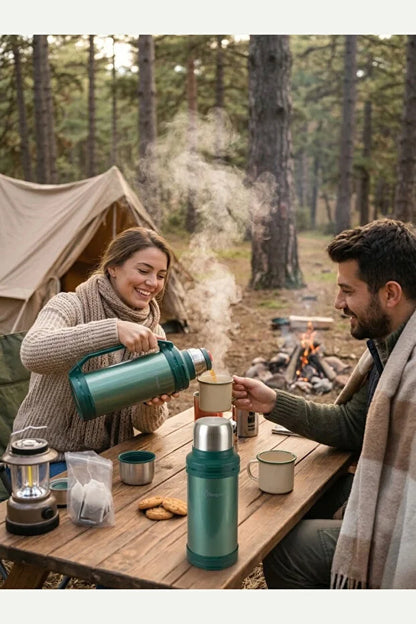 2 Litre Avcı Termos Vakumlu Çelik Termos Kamp Piknik Çay Kahve Termosu SUS304 BPA Free