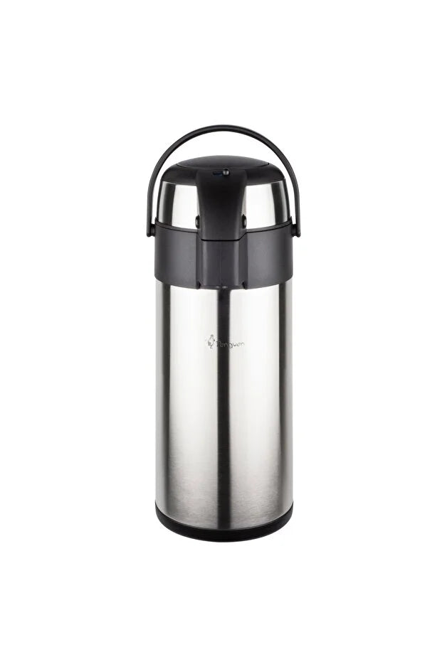 Paslanmaz Çelik Pompalı Termos 5 Litre - 1250A - 12 Saat Sıcak 24 Saat Soğuk Tutar Kilitli Kapak