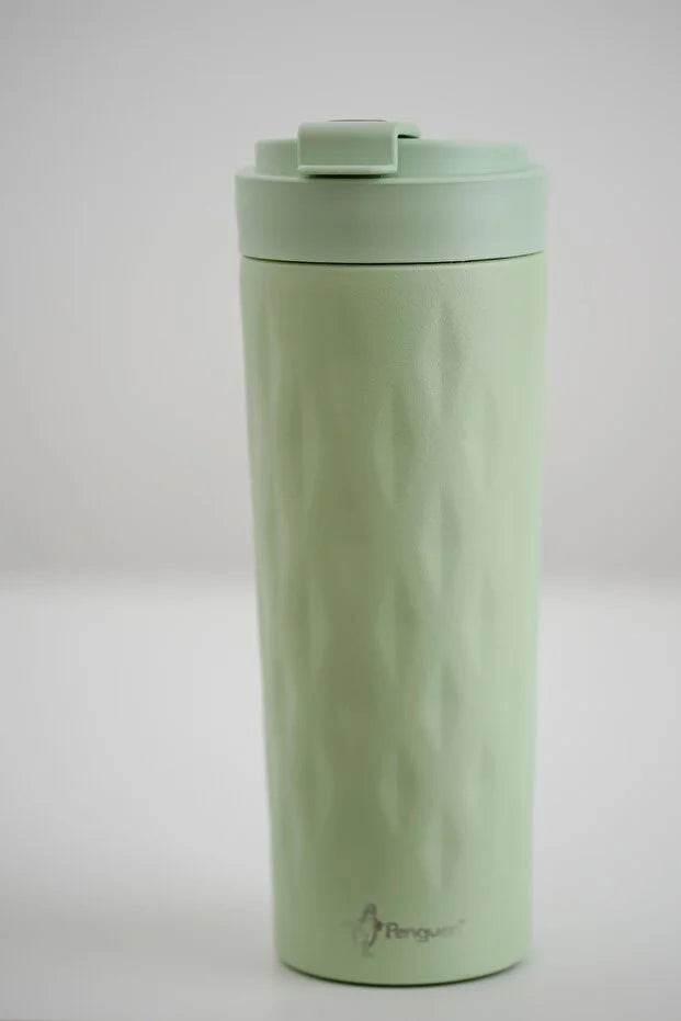 PNG-1167 500ml Flip Kapak Desenli Çelik Mug | 6 Saat Sıcak 12 Saat Soğuk | Sızdırmaz & BPA Free