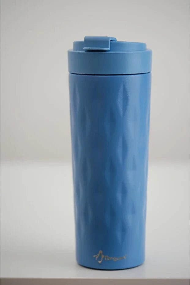 PNG-1167 500ml Flip Kapak Desenli Çelik Mug | 6 Saat Sıcak 12 Saat Soğuk | Sızdırmaz & BPA Free