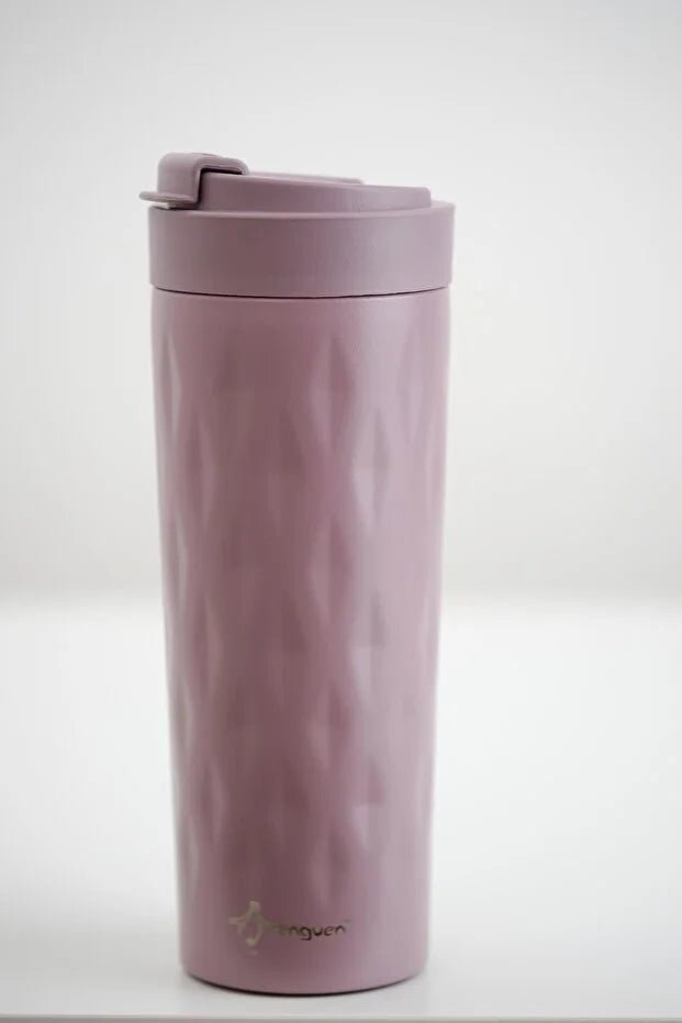 PNG-1167 500ml Flip Kapak Desenli Çelik Mug | 6 Saat Sıcak 12 Saat Soğuk | Sızdırmaz & BPA Free