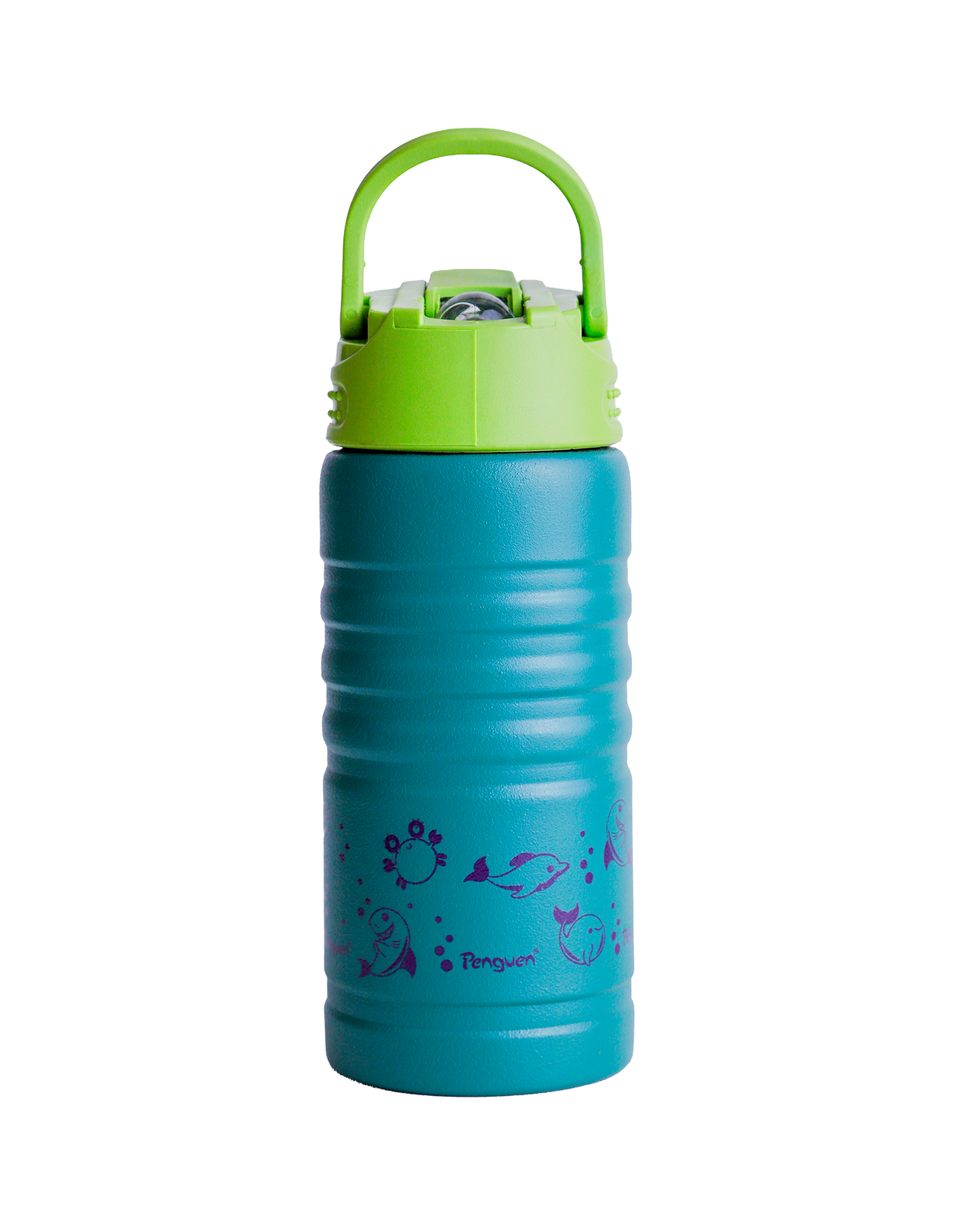 Penguen 750 ml pipetli su matarası – yeşil desenli