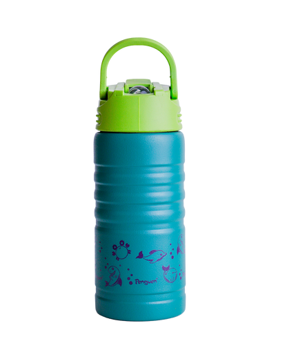 Penguen 750 ml pipetli su matarası – yeşil desenli