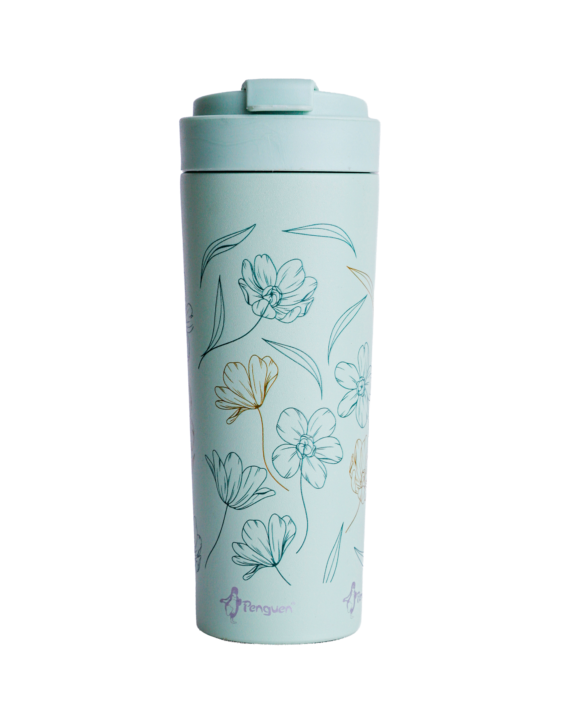 Penguen PNG-1167 500 ml flip kapaklı desenli mug – mint çiçekli